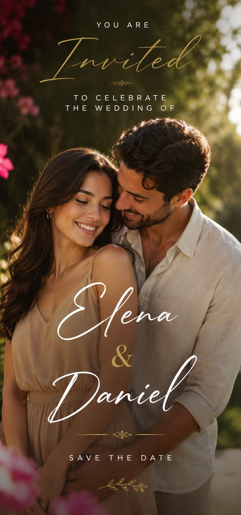 Blush invite — Elena & Daniel